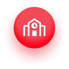 Red icon with school building symbol representing school role in Almanach app
